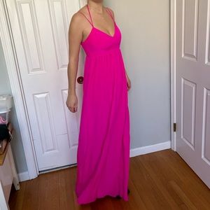Amanda Uprichard hot pink floor length gown